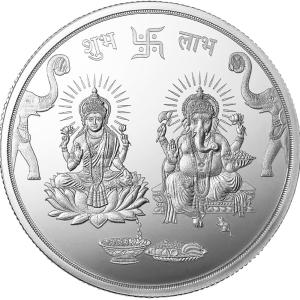 Ganesh And Lakshmi Silver Coin 50 Gram